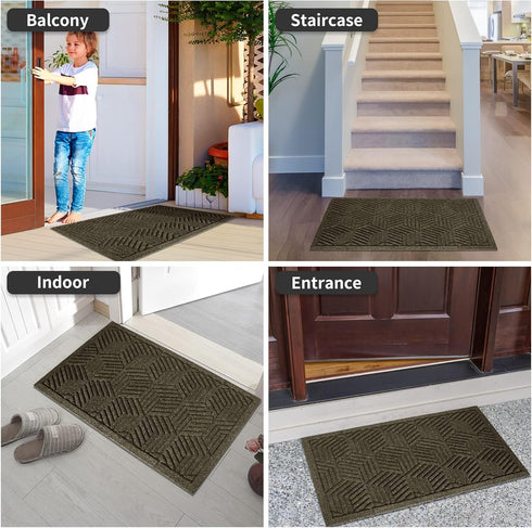 Yimobra Front Entrance Door Mat, All-Season Heavy Duty Outdoor Indoor Floor Mat, 29.5x17 Inch, Beige Brown