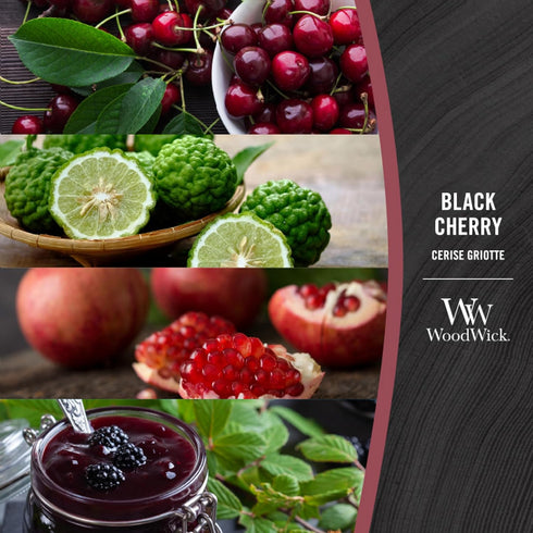 WoodWick Medium Hourglass Candle, Black Cherry - Premium Soy Blend Wax, Pluswick Innovation, Made in USA