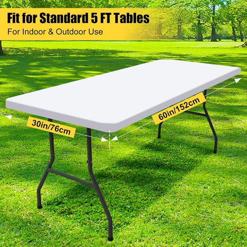 Smiry Waterproof Rectangle Picnic Table Cloth, Elastic Fitted Tablecover for 5 Foot Tables, Washable Polyester
