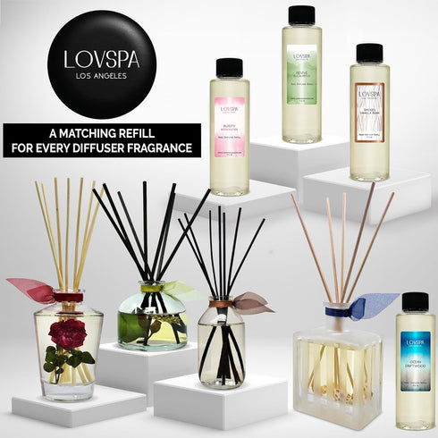 LOVSPA Reed Diffuser Set, Amber Romance Scented Oil Diffuser with Sticks, Home Fragrance Accessories