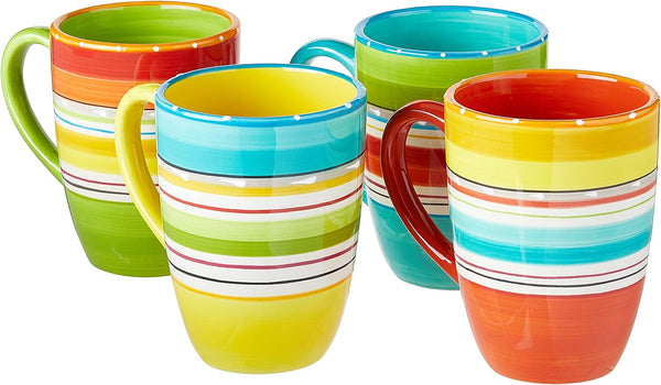 Mariachi Mugs Set of 4, 20 oz Colorful Ceramic Coffee Tea Hot