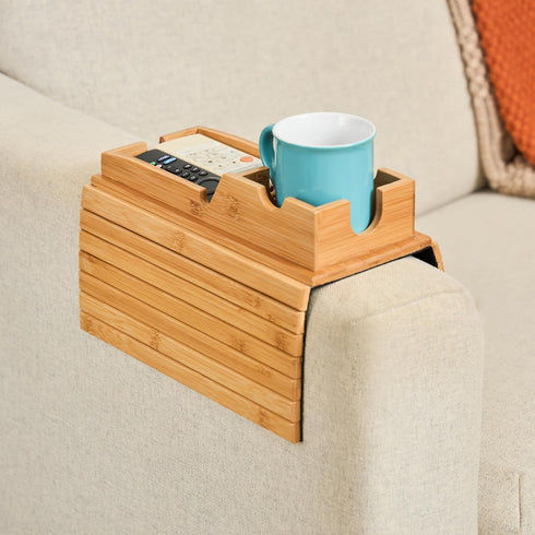 Couch Cup Holder Tray - Portable Sofa Arm Tray Table - Anti-Spill