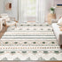 3x5 Green,3'x5') Area Rug Geometric Rug: Washable Boho Moroccan Rugs Soft Farmhouse Rug, Modern Neutral Stain Resistant