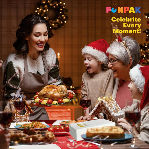 FUNPAK 100pcs 3-Ply Christmas Napkins Paper Hand Towels for Bathroom Dinner, Disposable Christmas Napkins, Xmas Paper
