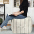 18"x18"x18", AELS Unstuffed Farmhouse Pouf Cover for Living Room, Boho Storage Bean Bag Cubes, Beige with Black Stitch