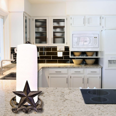 Country Countertop Countertop BestGiftEver Metal Star Rustic Paper Towel Holder - Freestanding Kitchen Decor