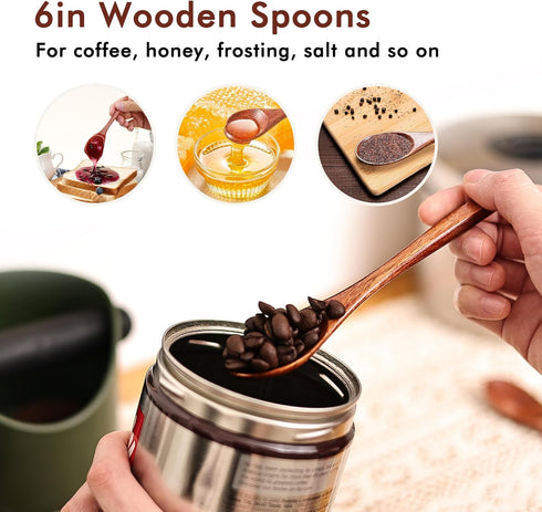 6/9/12in Wooden Spoons, 6pcs Soup Spoons Set for Coffee, Tea, Jam, and Ice Cream