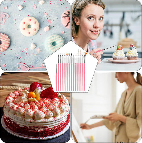 Aster 15Pcs Cake Decorating Brushes Kit, Food Safe Paint Brushes for Fondant Sugar DIY Tools, Cookie Decorating