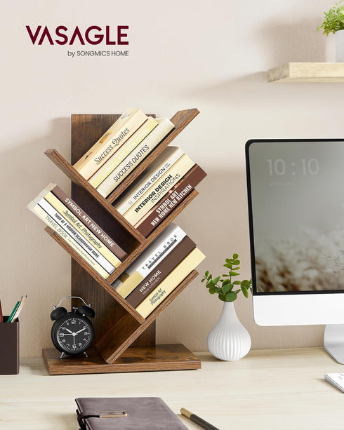 5-Tier ULBC183X01 VASAGLE Tree Bookshelf, Bookcase, Small Bookshelf, Space-Saving Corner Shelf, Book Tree, Holds Books