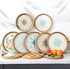 14" Terrekraft Large Rattan Serving Tray with Mother of Pearl, Round Coffee Table Tray Decor, Boho Decorative