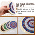4 Pieces Rug Table Coasters, Oriental Design Fabric Drink Holders for Home Office, Round, Fresh Pattern