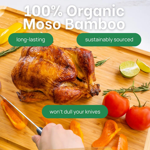 24 Inch 2XL GREENER CHEF Bamboo Cutting Board with Lifetime Replacement - Extra Large Wooden Butcher Block for Kitchen
