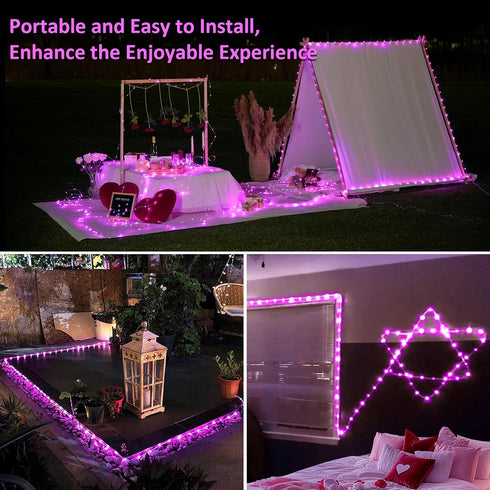 2 Pack 33ft 100 8 JMEXSUSS Pink String Lights Battery Operated Rope Lights Outdoor, LED Battery Powered Christmas