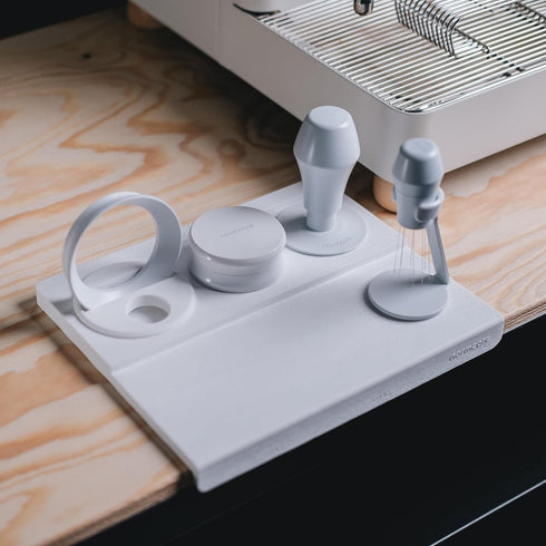 Normcore Corner Tamping Station V3 - Espresso White Silicone Coffee Tamper Mat Holder Pad for Baristas, Food Grade
