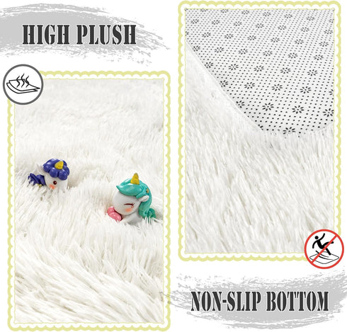 Super Fluffy Rug for Bedroom, 4x6 Shag Fuzzy Area Rug for Living Room, Plush Soft Carpet for Kids, Non Slip Decor