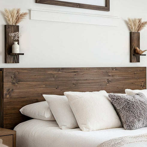 Treory Set 2, 13.8" 5" Wood Wall Planter of Wooden Wall-Mounted Vase with Shelf for Plants & Candles, Farmhouse Hanging