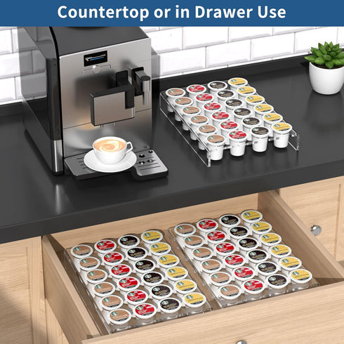 AITEE Acrylic K Cup Drawer Organizer, Clear K Cup Organizer Tray for Drawer or Countertop Storage, Holds 24 Coffee