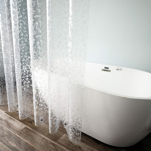 AooHome 3D Stone Shorter Shower Curtain, 72 Wx66 L inch, Water Repellent, Semi Transparent with Bottom Magnets