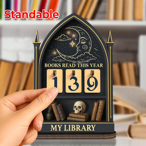 Counter, FF815 Books Read This Year Fantasy Book Tracker Sign for Home Library Decor, Bookworm Gift for Women