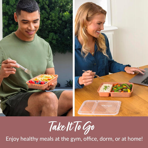 Bentgo 20-Piece Reusable BPA-Free 2-Compartment Containers - Lightweight, Durable, Microwave, Freezer, Dishwasher Safe