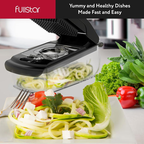Fullstar Vegetable Chopper, Food Chopper, Onion Chopper, Vegetable Slicer & Spiralizer, 4 in 1 Kitchen Gadgets - Clear