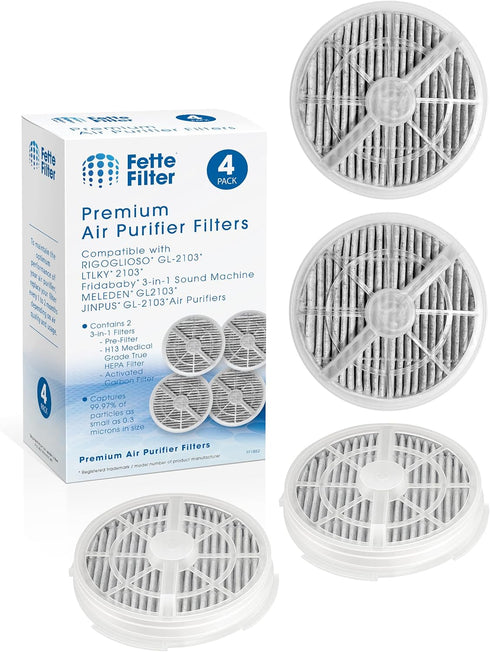 Fette Filter - True HEPA Replacement Filters with Activated Carbon for Fridababy, Meleden, RIGOGLIOSO GL-2103