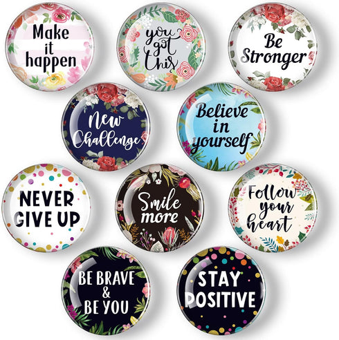 Weewooday 10 Pcs Inspirational Magnets for Fridge, Motivational Glass Quote Decor Accessories for Kitchen Office