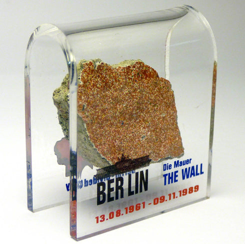 Original Piece of the Berlin Wall - Authentic Souvenir Mounted in Acrylic Display (Small 2"X2", Divided City)