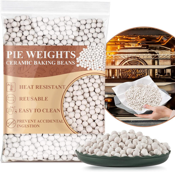Sukh 1LB Pie Weights for Baking, Reusable Ceramic Weights for Pie Crust, Natural Stoneware