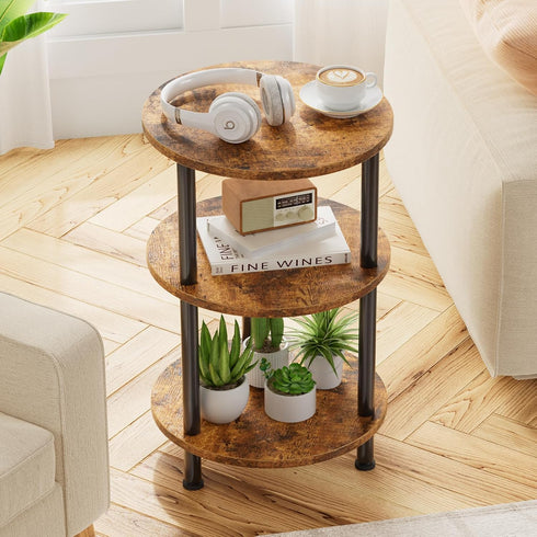 Simple Trending Side Table Living Room, Small Round End Table, 3 Tiers