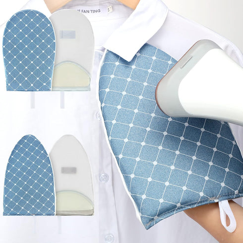 2 Pieces Gloves for Steamer, Waterproof Anti Steam Mitt with Finger Loop for Heat Resistant Ironing Board (Blue, Plaid)