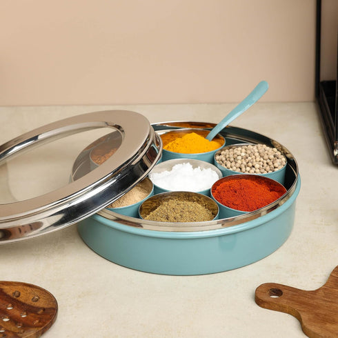 7 dudki Homes Stainless Steel Masala Dabba Masaladani | Spice Box For Kitchen | Masala Dani With See Through Lid