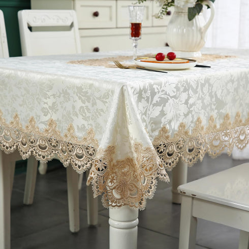 ZHUIDUSI Summer Fabric Tablecloth Lace Outdoor Table Cloth Rectangle Table Farmhouse Picnic TableCover for Rustic