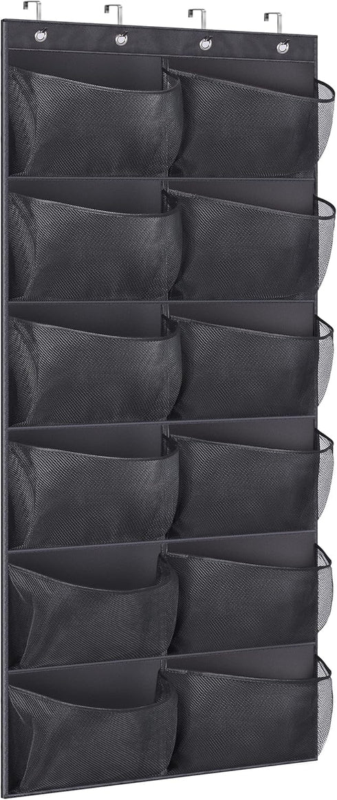 KIMBORA Boots Hanging Shoe Organizer for Closet 12 Extra Large Mesh Pockets