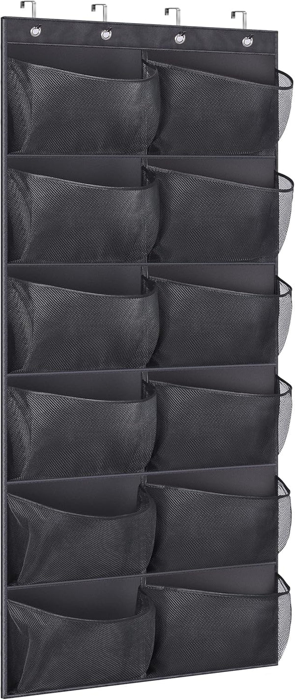 KIMBORA Boots Hanging Shoe Organizer for Closet 12 Extra Large Mesh Pockets