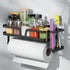 Taozun Paper Towel Holder with Shelf & Side Straw Basket, Black Kitchen