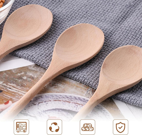 HANSGO 3PCS Long Handle Cooking Spoons, 14 Inch Wooden Tasting Spoons for Japanese Style Cooking