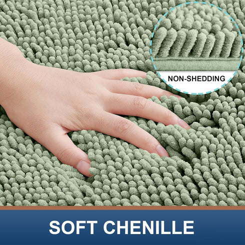 smiry Luxury Chenille Bath Rug 24''x16'', Extra Soft Shaggy Bathroom Mat, Non-Slip Plush Carpet Runner, Machine