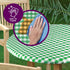 Sorfey Round Tablecloth, Fitted Elastic Vinyl with Flannel Back, 30 Inches Round, Waterproof Checked Green Design