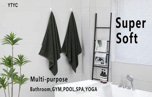 27.5x55 Inches Set 6 100 650GSM Green,6PCS) YTYC Luxury Bath Towels of Large, Percent Cotton Super Absorbent Soft