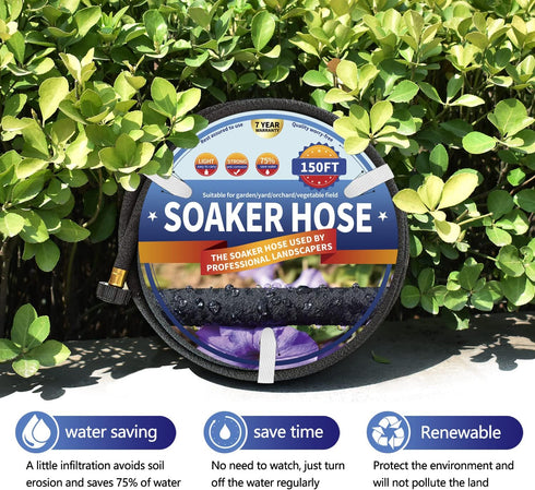3 Pack 25 1/2 75 70% (3 Pack 25 Soaker Hose FT, Diameter Heavy Duty Soaker Hoses FT for Garden Beds To Save Water