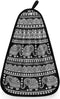 visesunny Bohemian Style Elephant Black Kitchen Dish Towel with Hanging Loop Absorbent Hand