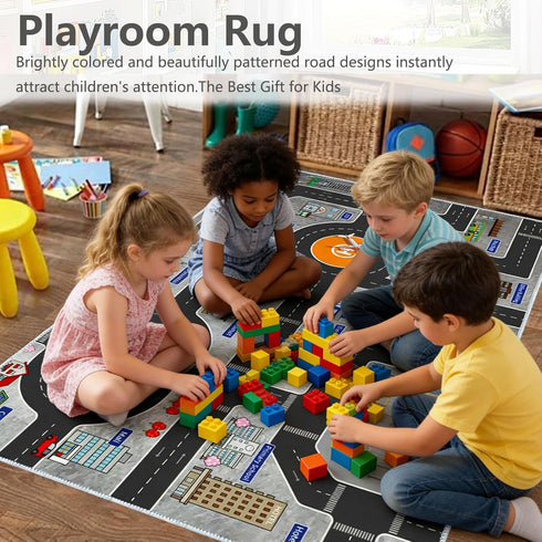 KEBEXXY Room,31X47Inch/80X120CM Kids Rug Play Mat Great for Playing with Cars and Toys,Educational Kid Road and Traffic