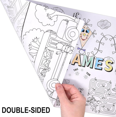 50 11"x 17" 2 Gift Boutique Kids Activity Place Mats Disposable Paper Sided Color Your Own Fun Time Coloring and Puzzle
