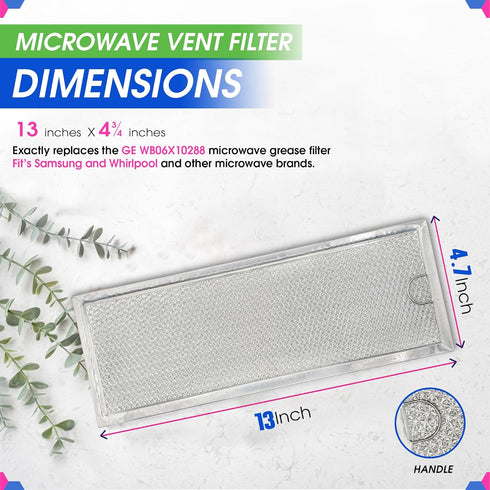 Microwave Grease Filter Replacement, 13" x 4.7", WB06X10288 Compatible with GE Microwave, 2-Pack