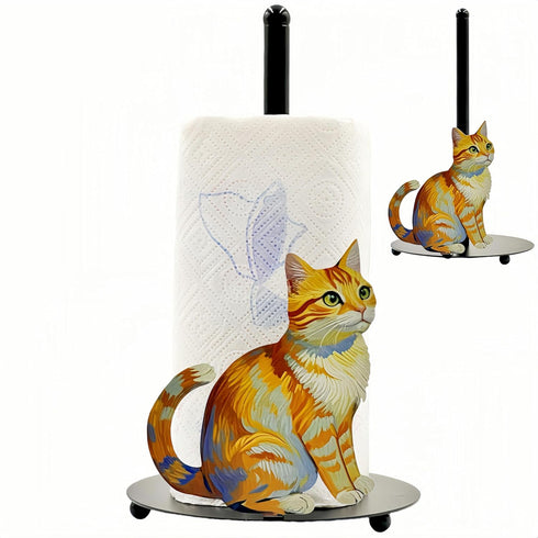 XYittkl Cat Paper Towel Holder Countertop, Freestanding Paper Roll Holder, Easy One-Handed Tear