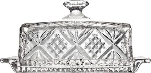 Godinger Butter Dish, Glass Butter Dish With Lid, Butter Holder - Dublin