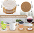 8 Set OIAHOMY Pcs Coasters with Holder for Beer, Coffee, Woven Cotton Coaster for Table Decor for Kitchen, Bar, Dining