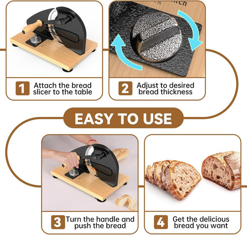 Commercial vanerepok Upgrade Manual Bread Slicer for Homemade Sourdough Bread, Classic Hand Crank Home Bread Slicer