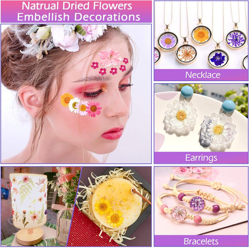 140 Pcs Dried Pressed Flowers for Resin, Natural Herbs Kit for Scrapbooking, DIY Art Crafts, and Jewelry Molds